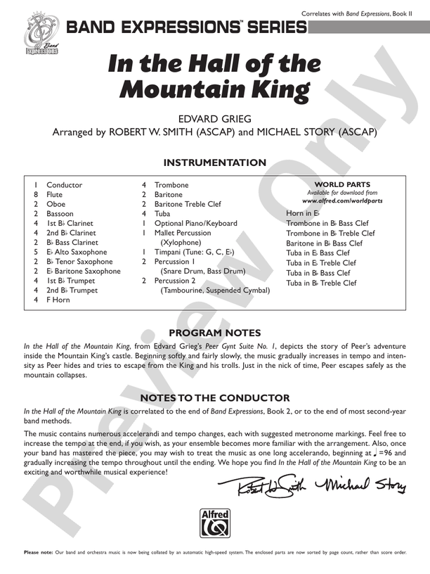 In the Hall of the Mountain King (from Peer Gynt Suite No. 1) - Concert Band Conductor Score & Parts (Digital Download)