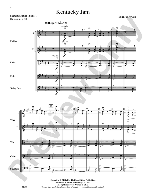 Kentucky Jam – String Orchestra Conductor Score & Parts (Digital Download)