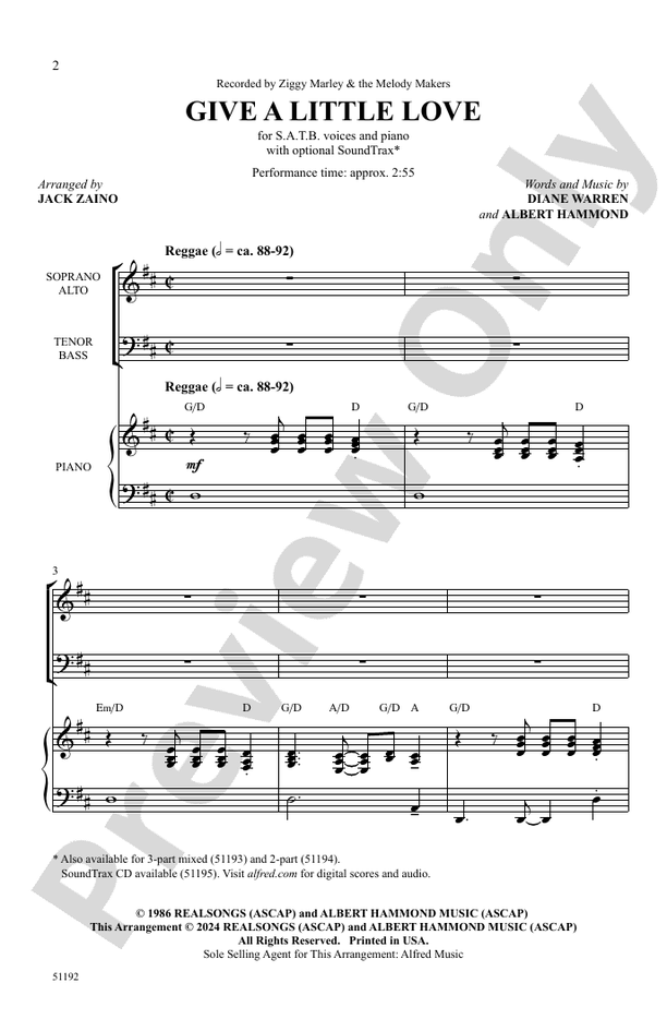 Give a Little Love - SATB Choral Octavo (Digital Download)