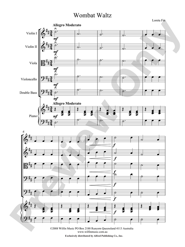Wombat Waltz - Loreta Fin – String Orchestra Conductor Score & Parts (Digital Download)