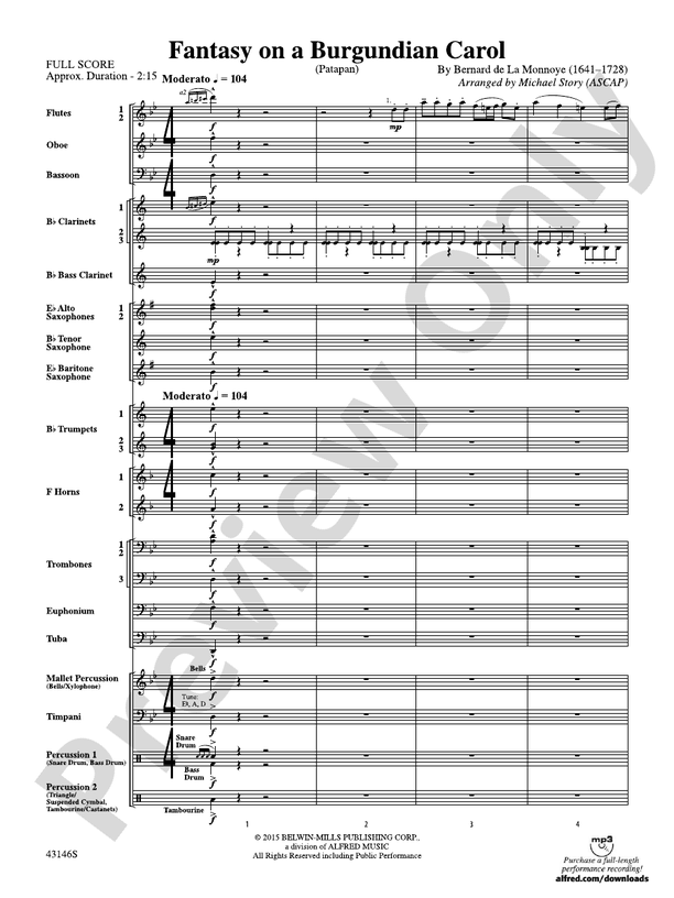 Fantasy on a Burgundian Carol - Concert Band Conductor Score & Parts (Digital Download)