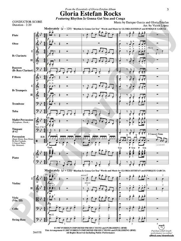 Gloria Estefan Rocks – Full Orchestra Conductor Score & Parts (Digital Download)
