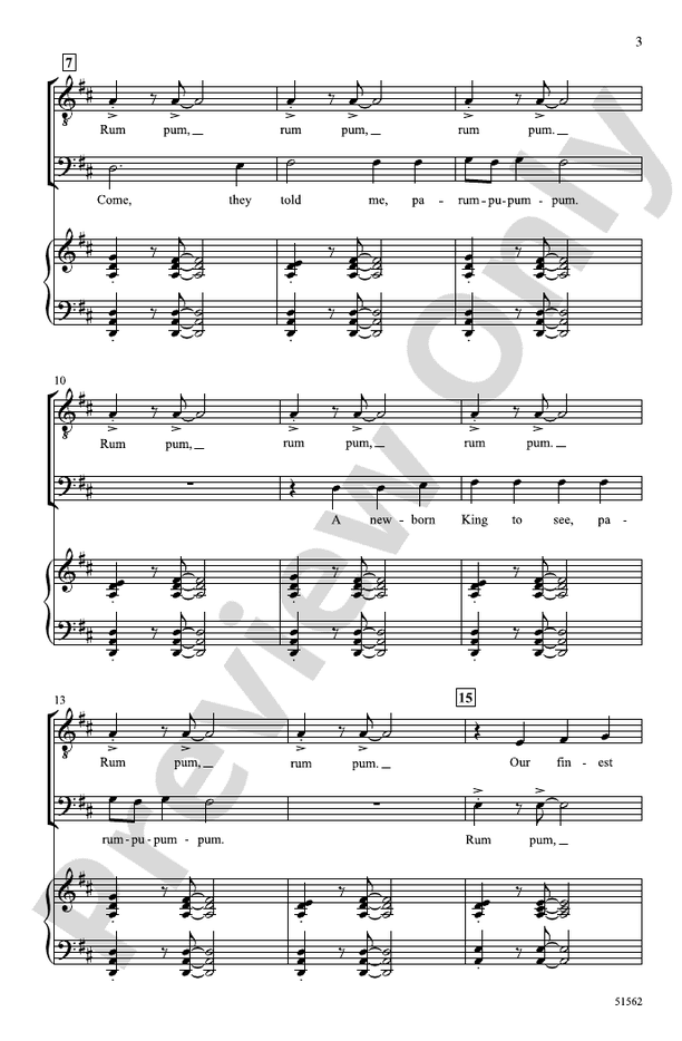 The Little Drummer Boy - TTB Choral Octavo (Digital Download)