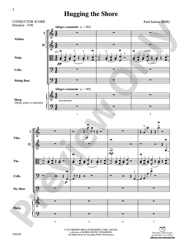 Hugging the Shore – String Orchestra Conductor Score & Parts (Digital Download)