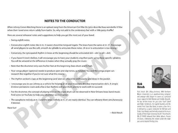 When Johnny Comes Struttin' Home – Jazz Ensemble Conductor Score & Parts (Digital Download)