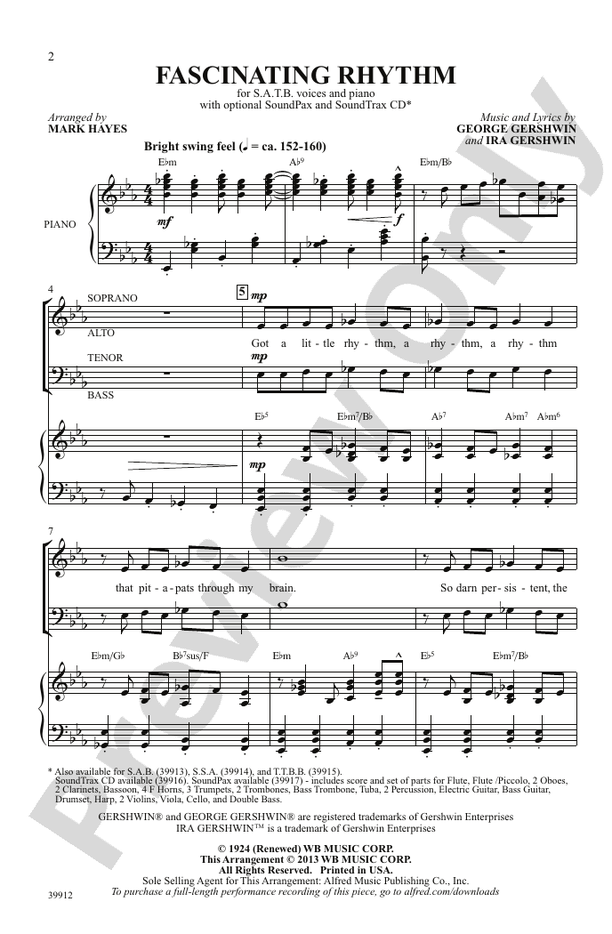 Fascinating Rhythm - Arr. Mark Hayes – SATB Choral Octavo (Digital Download)
