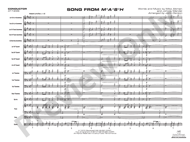 Song from M*A*S*H - Jazz Ensemble Conductor Score & Parts (Digital Download)