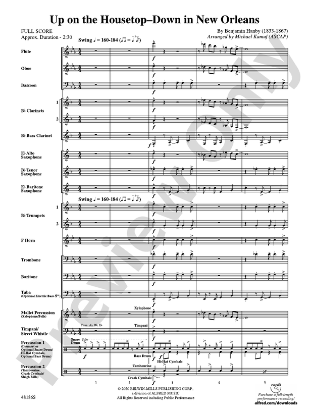 Up on the Housetop--Down in New Orleans - Concert Band Conductor Score & Parts (Digital Download)