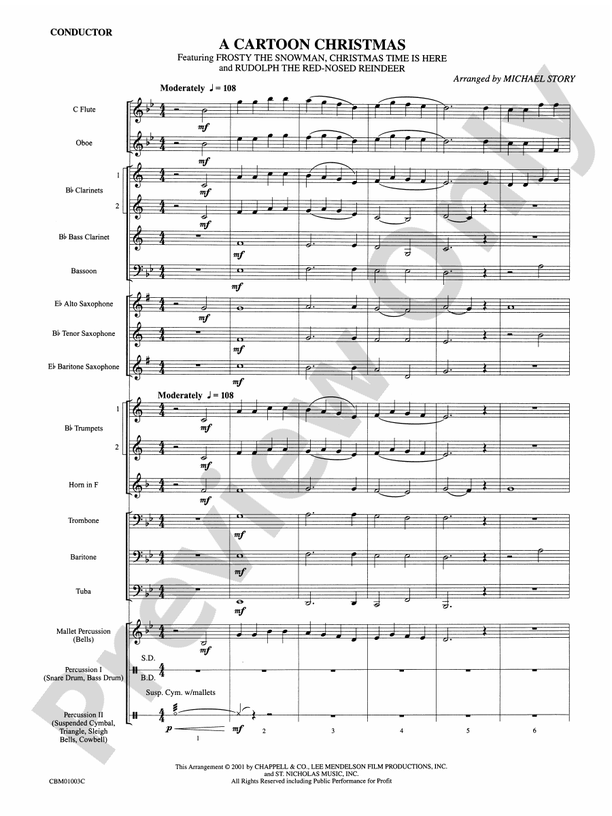 A Cartoon Christmas - Concert Band Conductor Score & Parts (Digital Download)