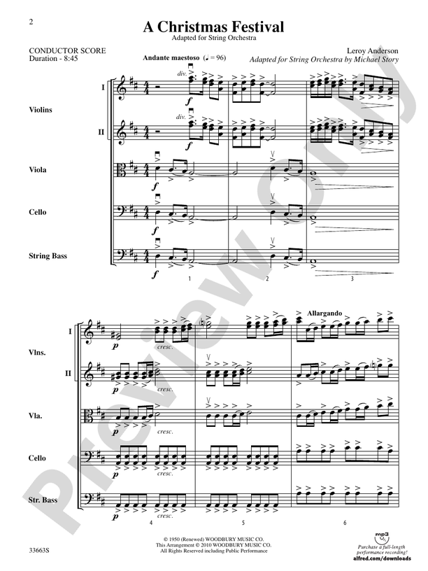A Christmas Festival – String Orchestra Conductor Score & Parts (Digital Download)