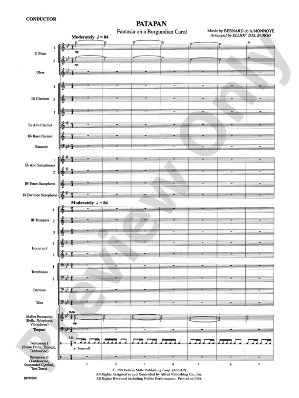 Patapan (Grade 3) - Concert Band Conductor Score & Parts (Digital Download)