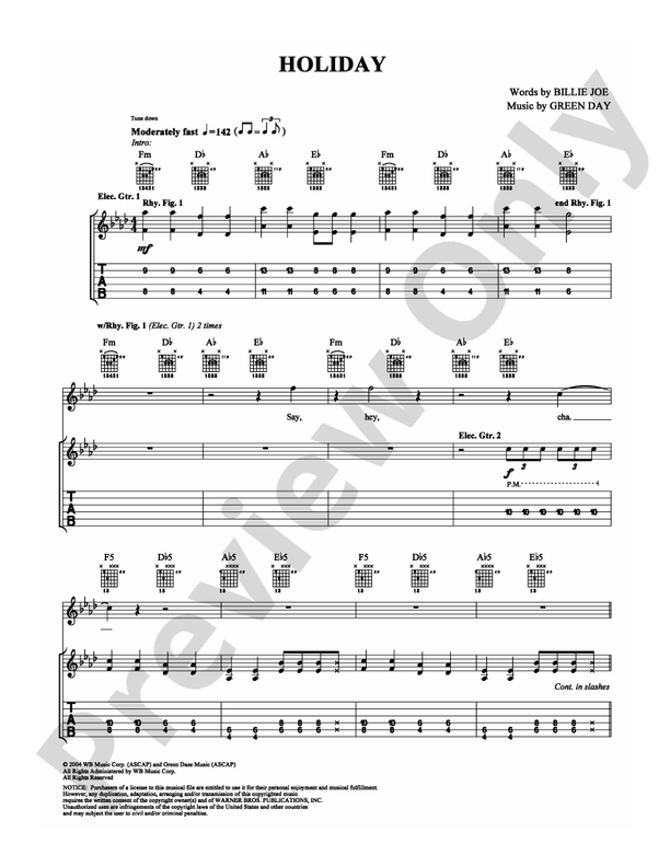 Holiday - Guitar TAB (Digital Download)