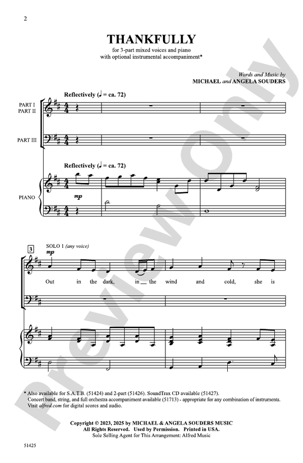 Thankfully - 3 Part Mixed Choral Octavo (Digital Download)
