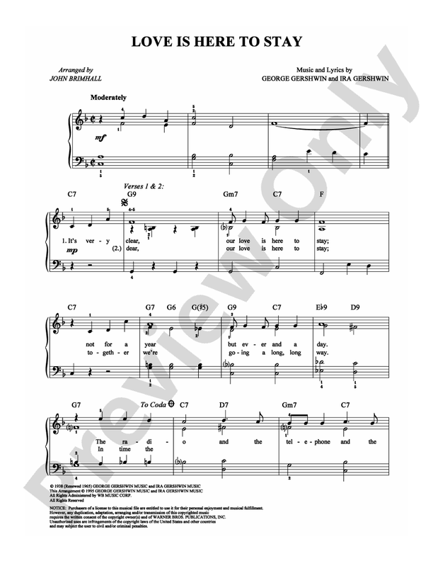 Love Is Here To Stay - Arr. John Brimhall - Easy Piano (Digital Download)