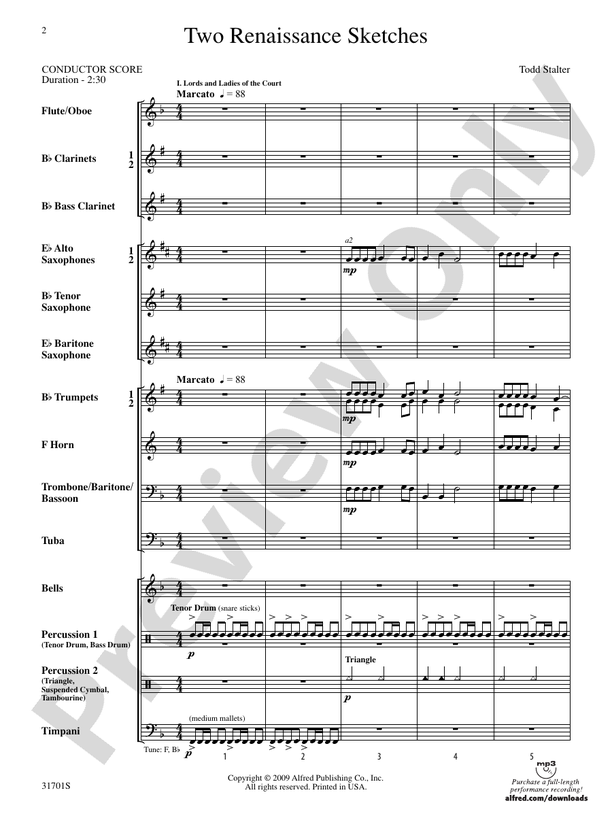 Two Renaissance Sketches - Concert Band Conductor Score & Parts (Digital Download)