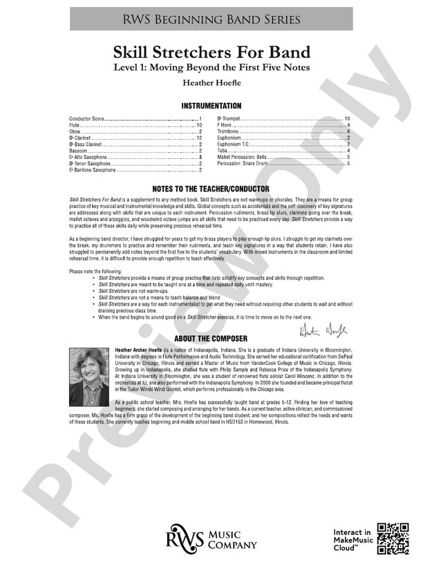 Skill Stretchers for Band - Level 1: Moving Beyond the First Five Notes - Concert Band Conductor Score & Parts (Digital Download)
