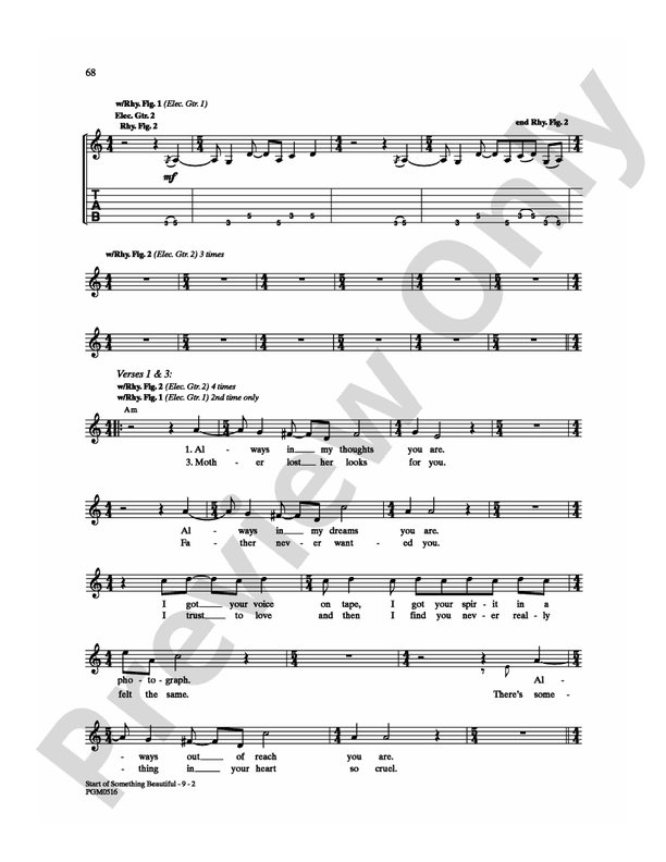 Start of Something Beautiful - Guitar TAB (Digital Download)