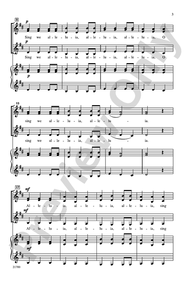 Alleluia Madrigal - SSA, a cappella Choral Octavo (Digital Download)