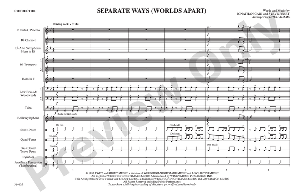 Separate Ways (Worlds Apart) – Marching Band Conductor Score & Parts (Digital Download)
