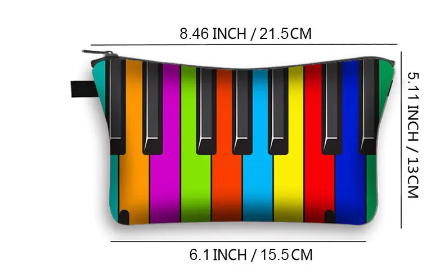 Pencil Case or Toiletry Bag White with Black notes and Clefs