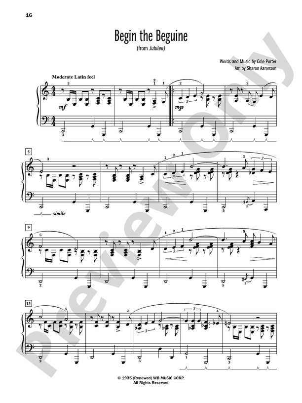 Begin the Beguine (from "Jubilee") - Piano Solo (Digital Download)