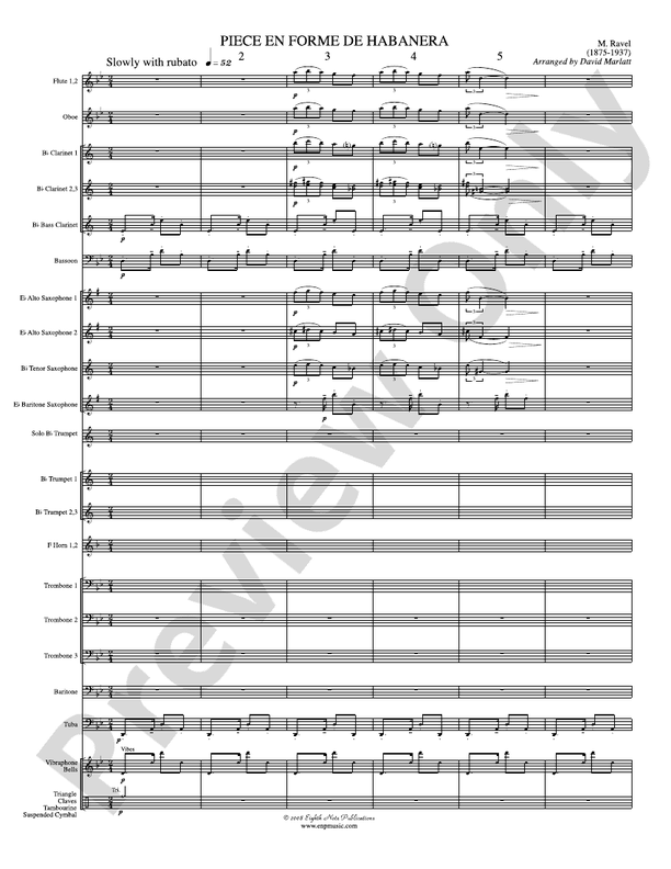 Piece en Forme de Habanera (Soloist and Concert Band) - Concert Band Conductor Score & Parts (Digital Download)