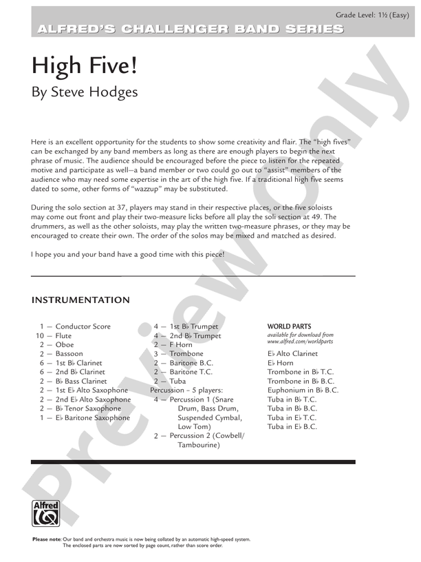 High Five! - Concert Band Conductor Score & Parts (Digital Download)