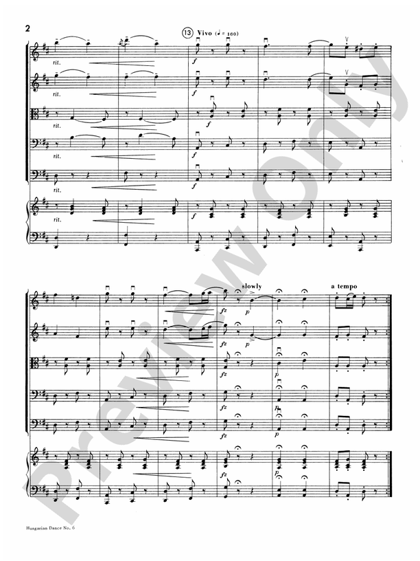 Hungarian Dance No. 6 – String Orchestra Conductor Score & Parts (Digital Download)