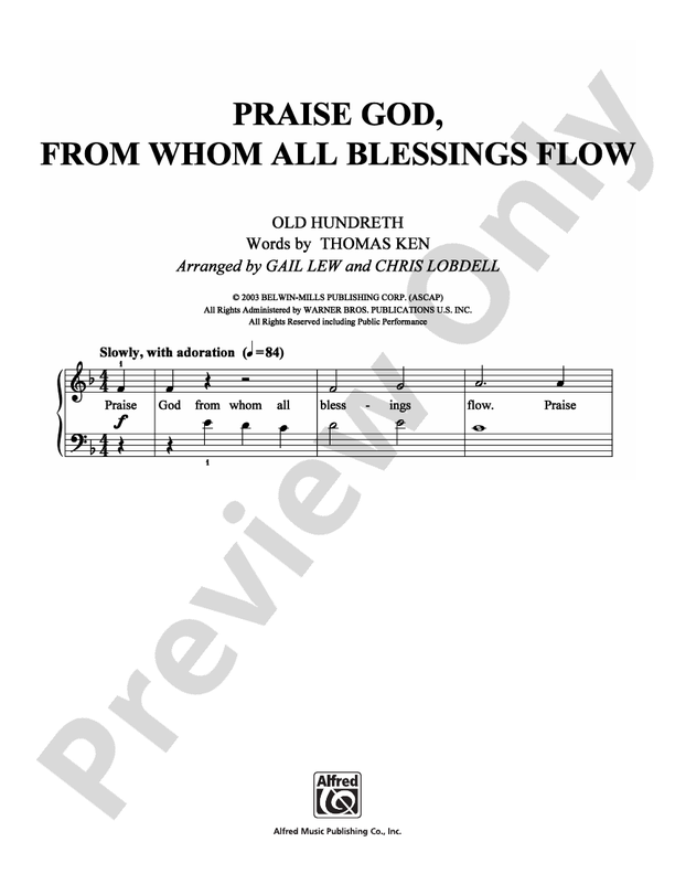 Praise God, from Whom All Blessings Flow - Arr. Gail Lew and Chris Lobdell (DSM-PS-0010137) - Easy Piano (Digital Download)