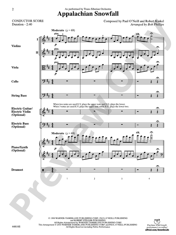 Appalachian Snowfall - String Orchestra Conductor Score & Parts (Digital Download)