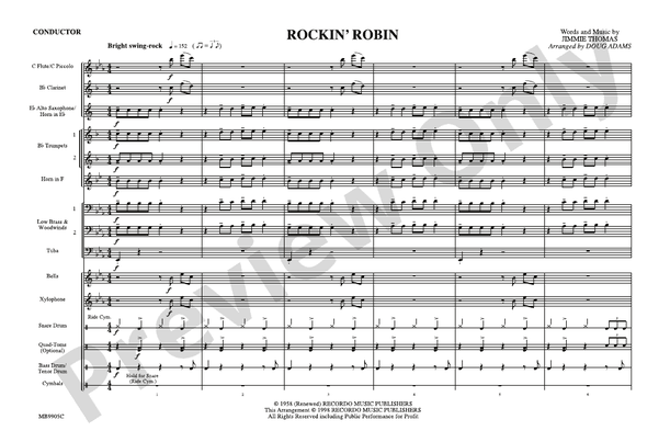 Rockin' Robin – Marching Band Conductor Score & Parts (Digital Download)