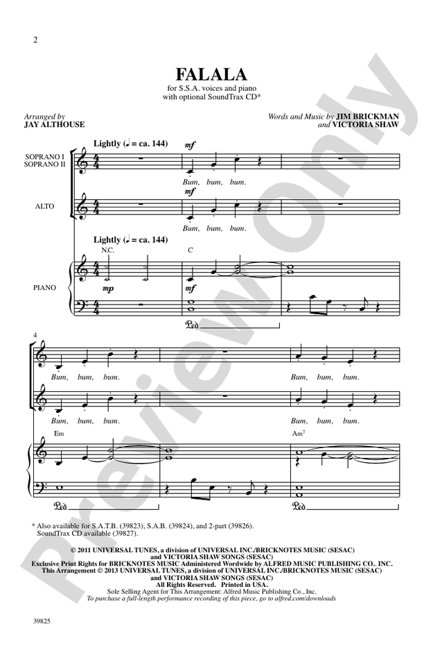 Falala – SSA Choral Octavo (Digital Download)