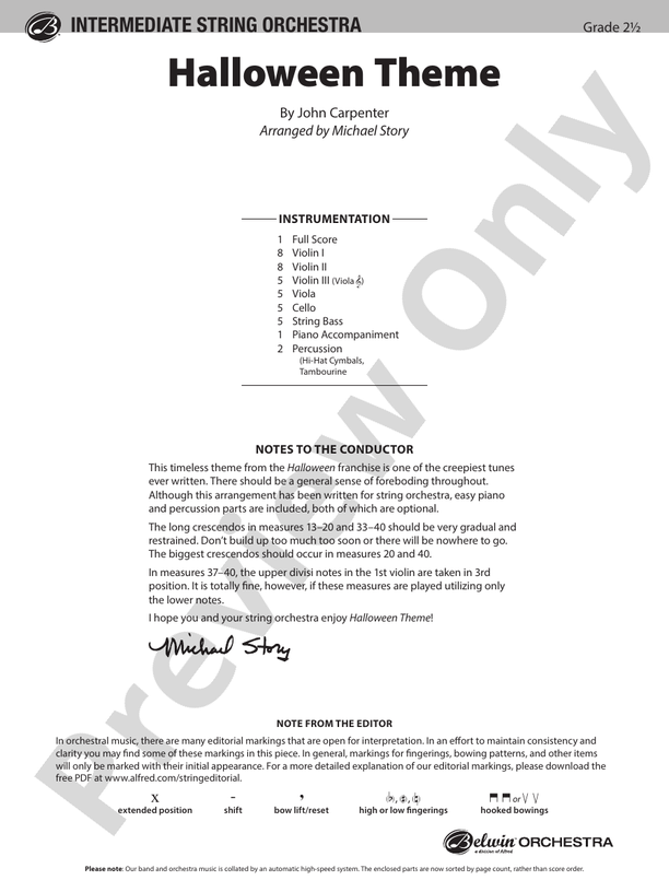 Halloween Theme - String Orchestra Conductor Score & Parts (Digital Download)