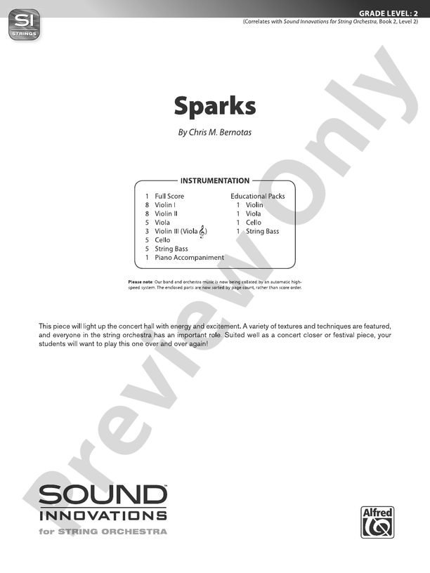 Sparks - String Orchestra Conductor Score & Parts (Digital Download)