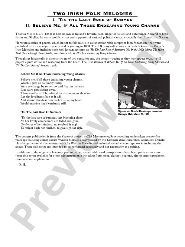 Two Irish Folk Melodies - Concert Band Conductor Score & Parts (Digital Download)