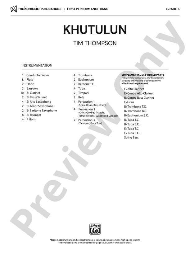 Khutulun - Concert Band Conductor Score & Parts(Digital Download)