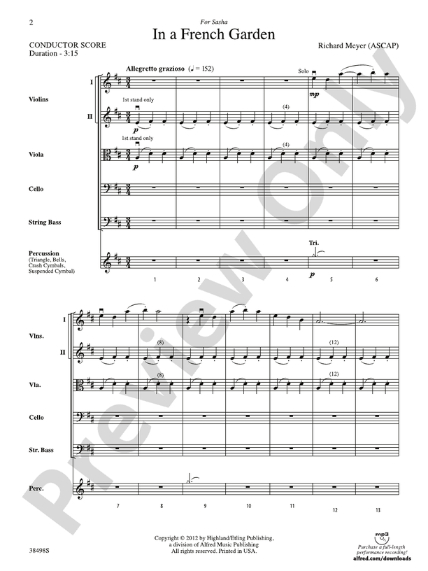 In a French Garden – String Orchestra Conductor Score & Parts (Digital Download)