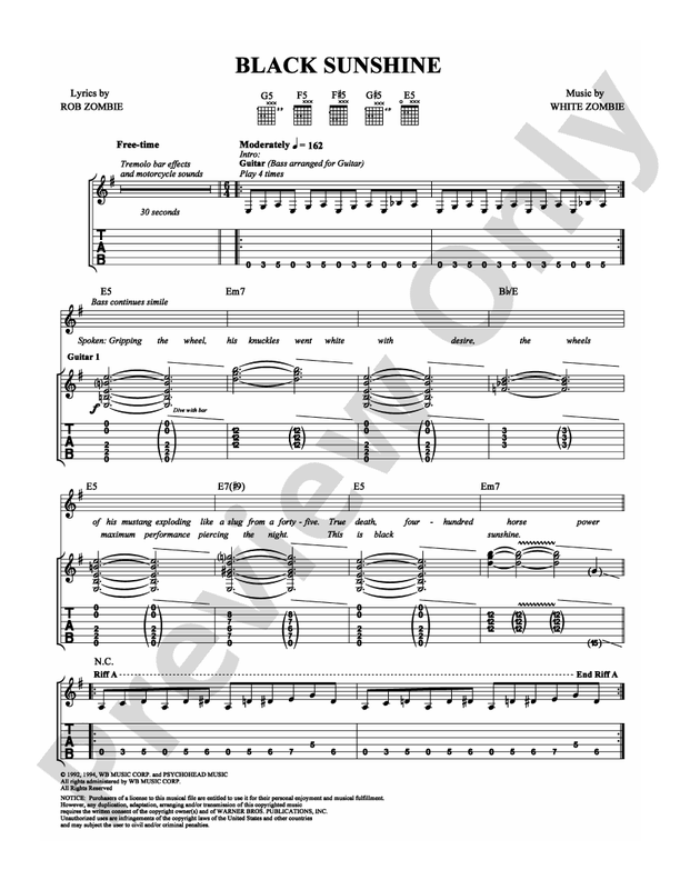 Black Sunshine - Guitar TAB (Digital Download)