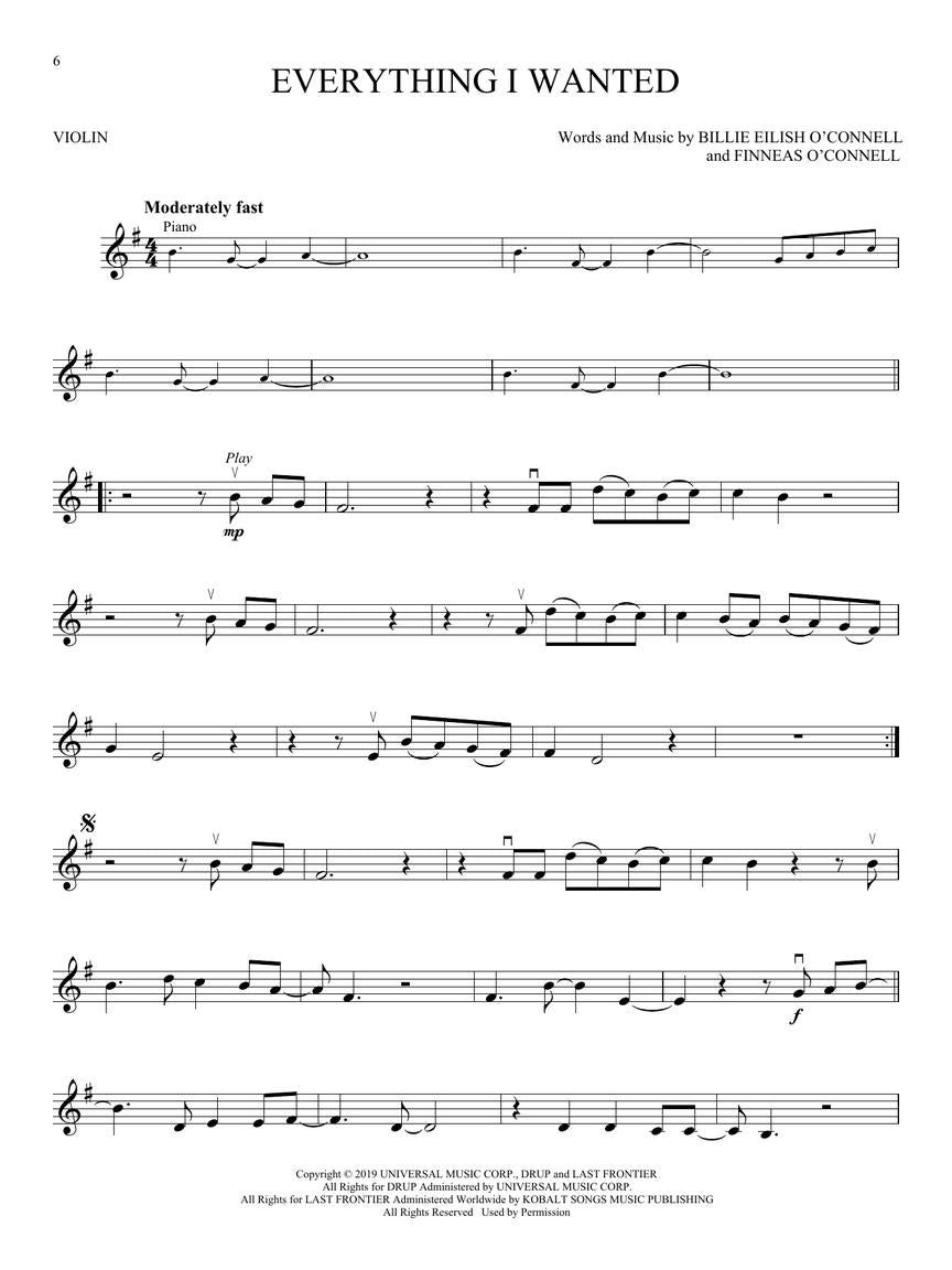 Billie Eilish - Violin/Audio Access Online Hal Leonard 345655