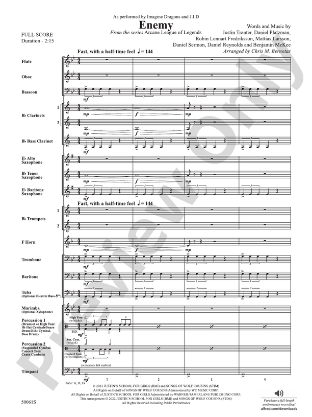 Enemy - Concert Band Conductor Score & Parts (Digital Download)