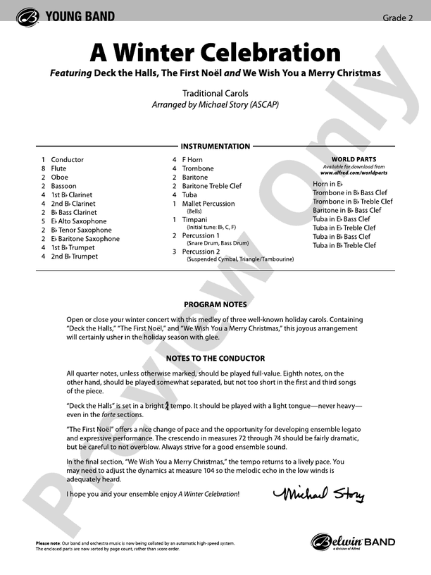 A Winter Celebration - Concert Band Conductor Score & Parts (Digital Download)