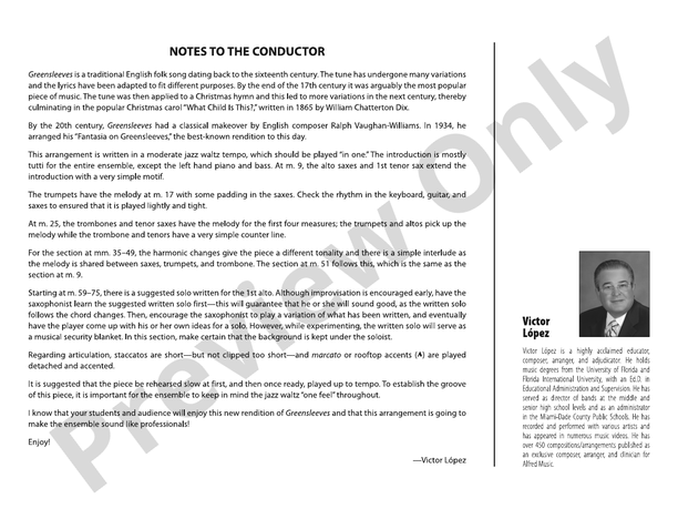 Greensleeves (Grade 0.5) – Jazz Ensemble Conductor Score & Parts (Digital Download)