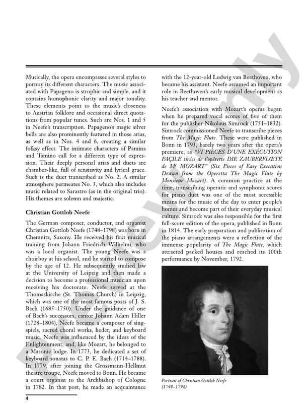 Mozart/Neefe - Six Easy Pieces - Based on Mozart's Opera The Magic Flute, K. 620  - 1 Pianos, 4 Hands (Digital Download)