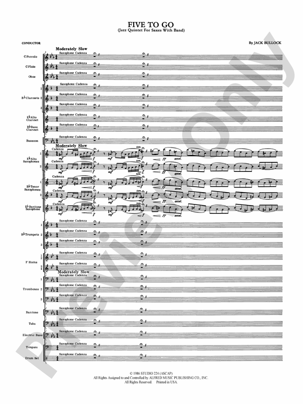 Five to Go - Concert Band Conductor Score & Parts (Digital Download)