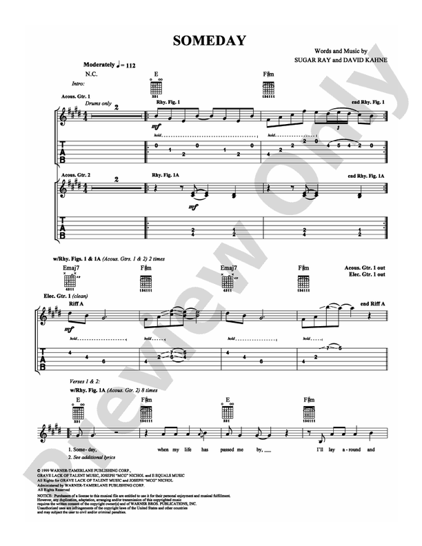 Someday - Sugar Ray - Guitar TAB (Digital Download)