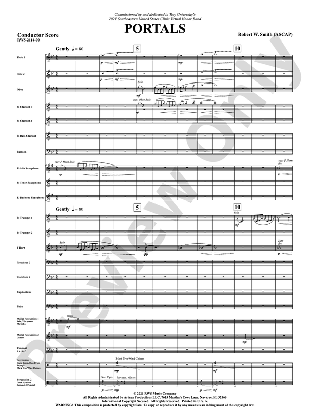 Portals - Concert Band Conductor Score & Parts (Digital Download)