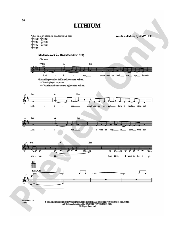 Lithium - Guitar TAB (Digital Download)