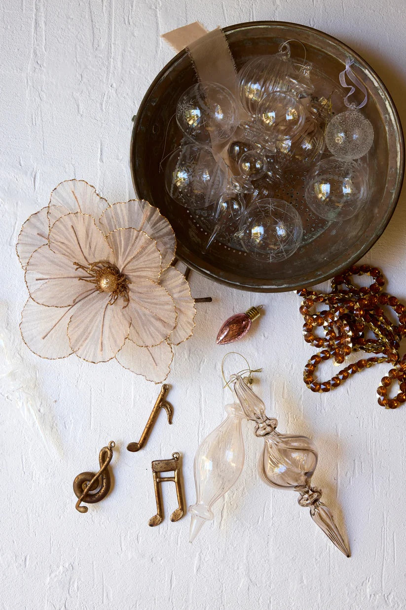 Christmas Decoration Set of 3 Copper Glass Notes and Treble Clef