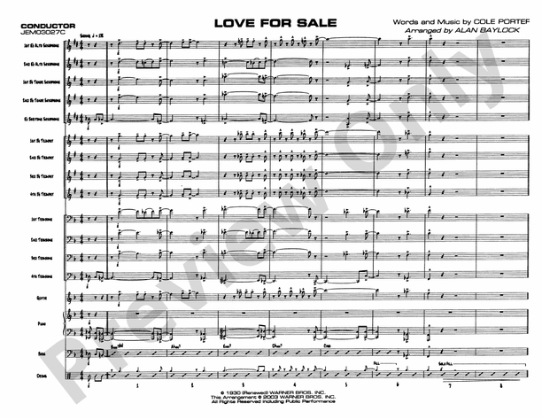 Love for Sale - Jazz Ensemble Conductor Score & Parts (Digital Download)
