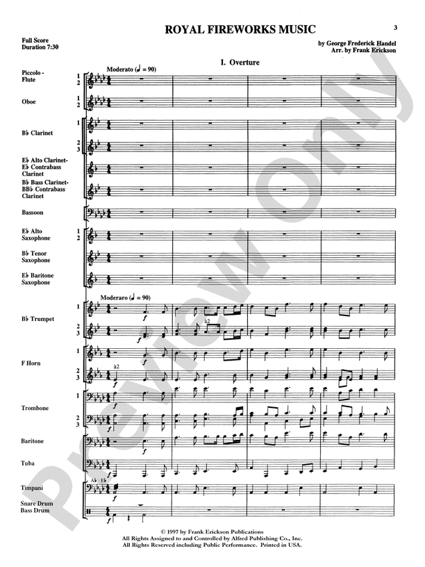 Royal Fireworks Music - Concert Band Conductor Score & Parts (Digital Download)